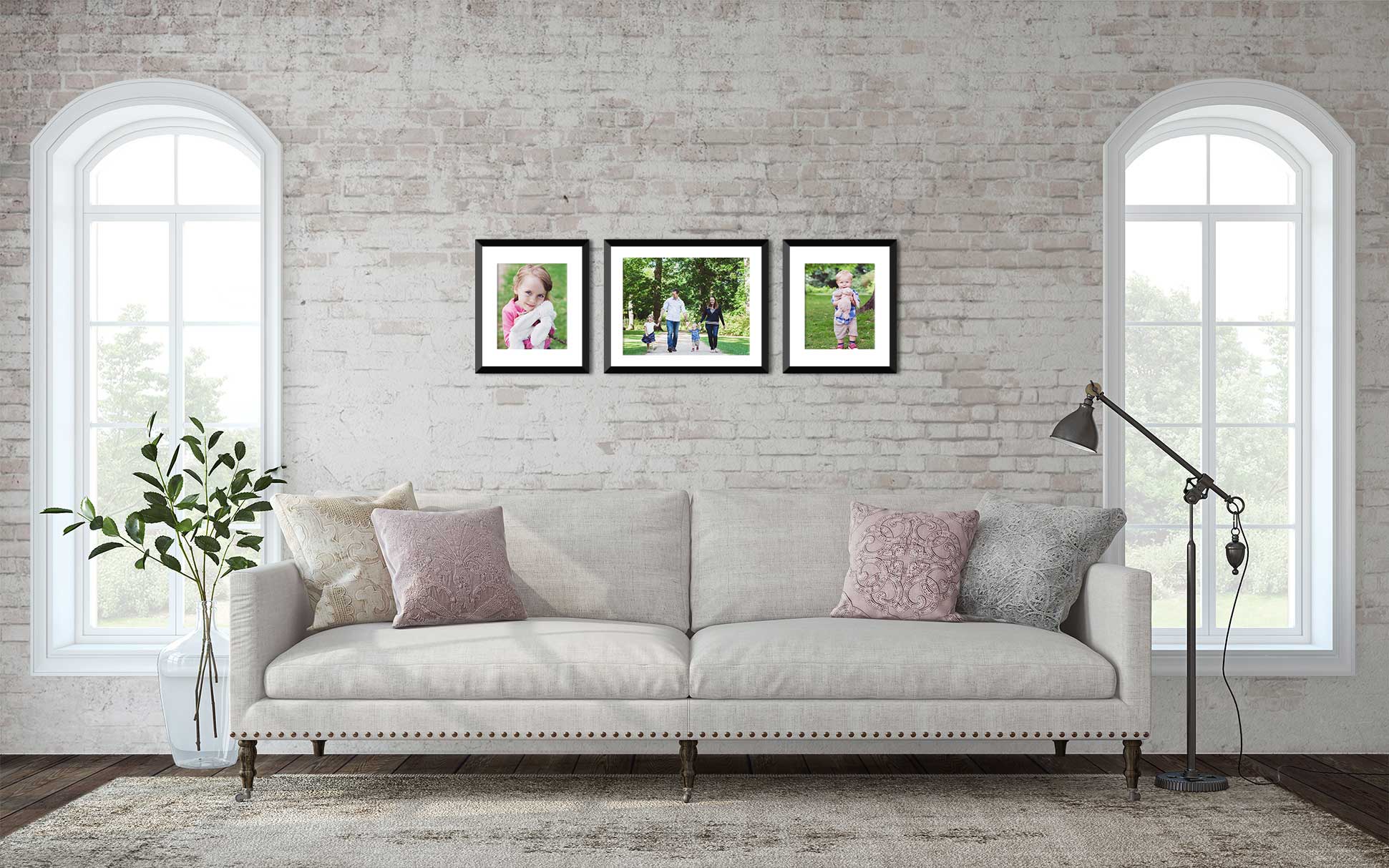 Surrey family photography frames in a lounge